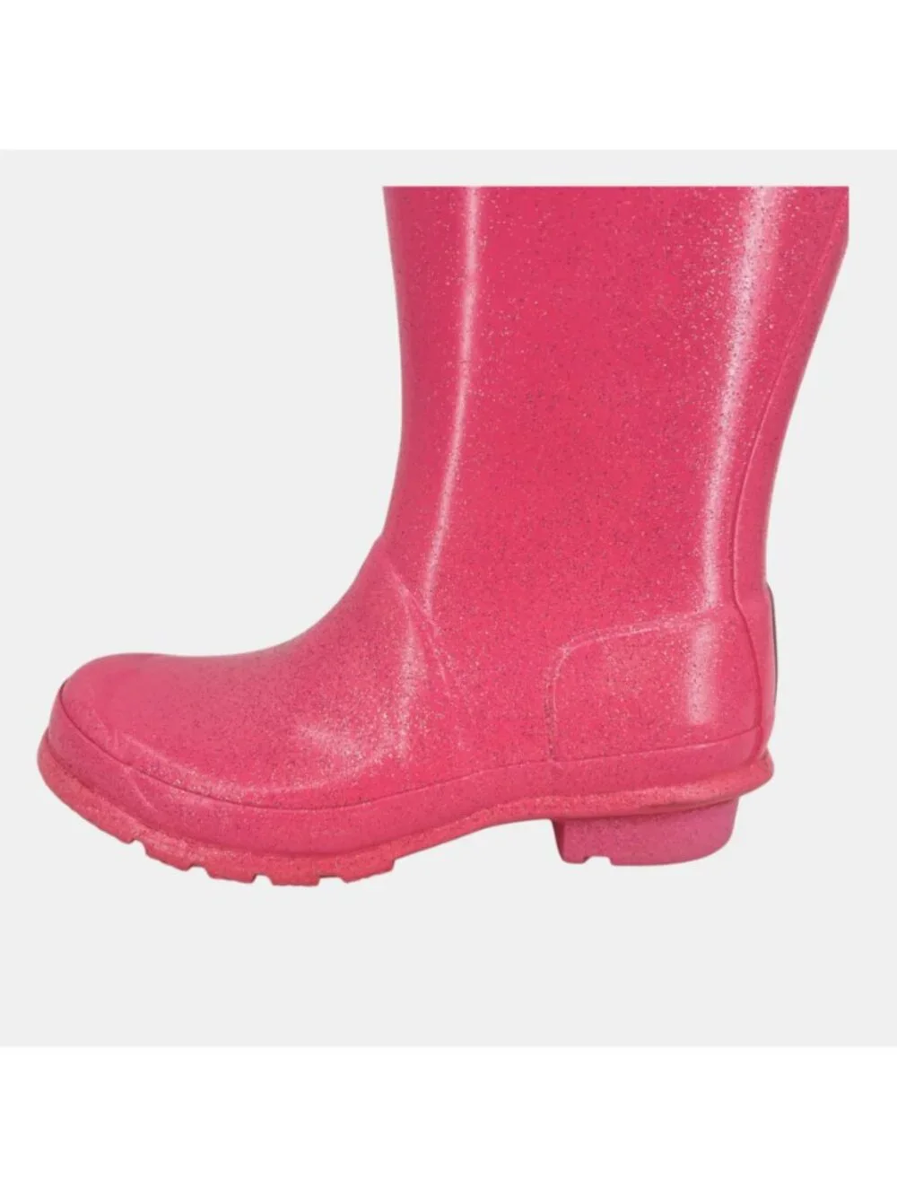 Hunter Girls Pink Glitter Rain Boots Size 4 US Durable Waterproof Mid-Calf